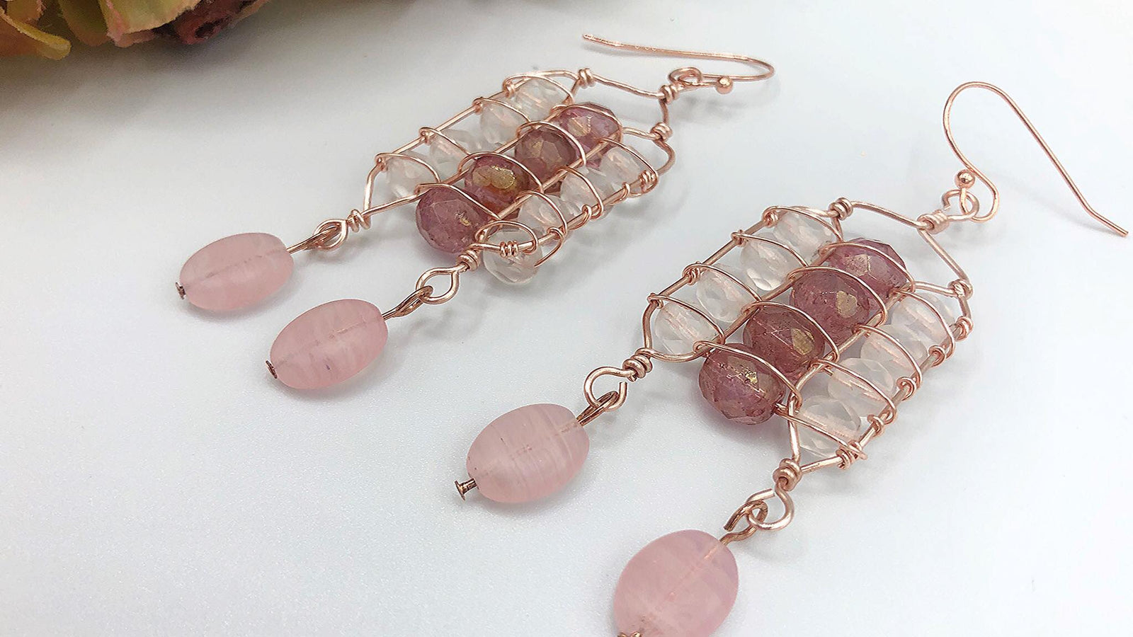 Wire Princess Earrings in Rose Gold - Jewel Loom School Live with Tricia