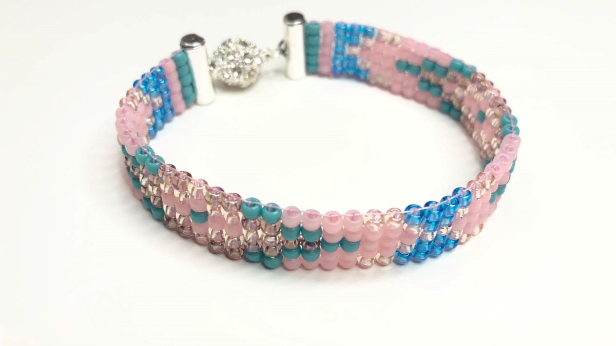 Seed Bead Bracelet in Pink Southwest Created by Tricia Giazzon - Jewel Loom School Live