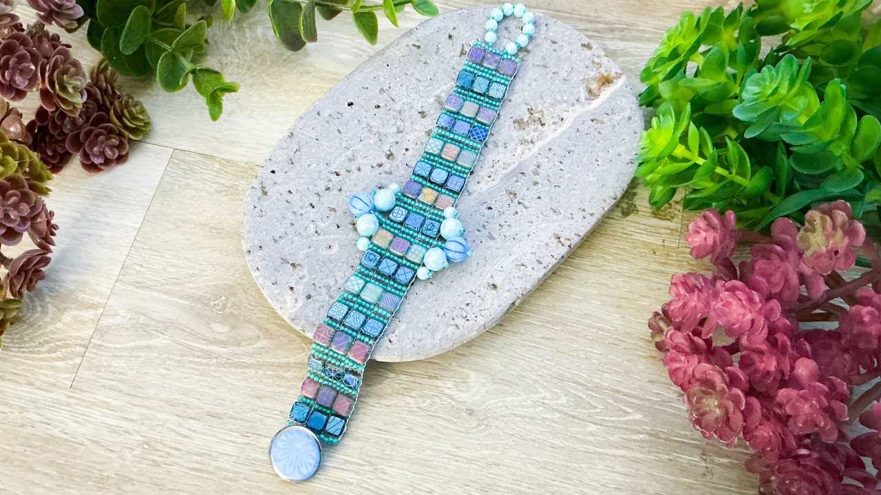 How To Make a Sparkly Beaded Cuff Bracelet with 2-hole beads!