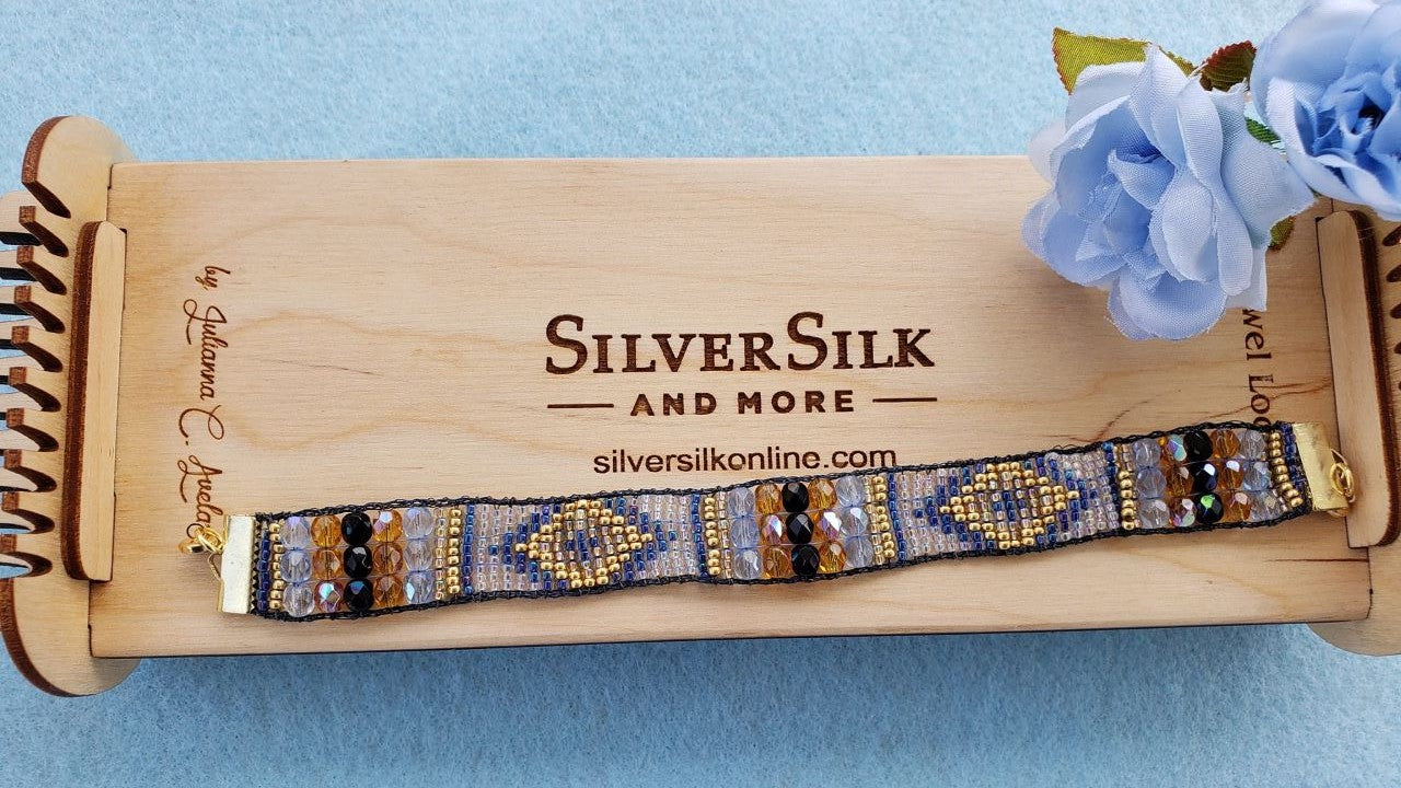 Silversilk Beaded Bracelet on Jewel Loom Silversilk Bead Loom