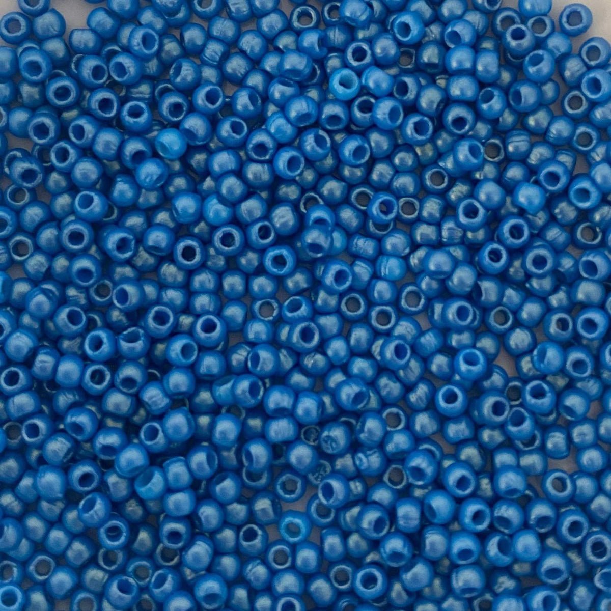 Czech Glass Pressed Seed Beads Gold Shine Corn Flower Blue Size 11/0
