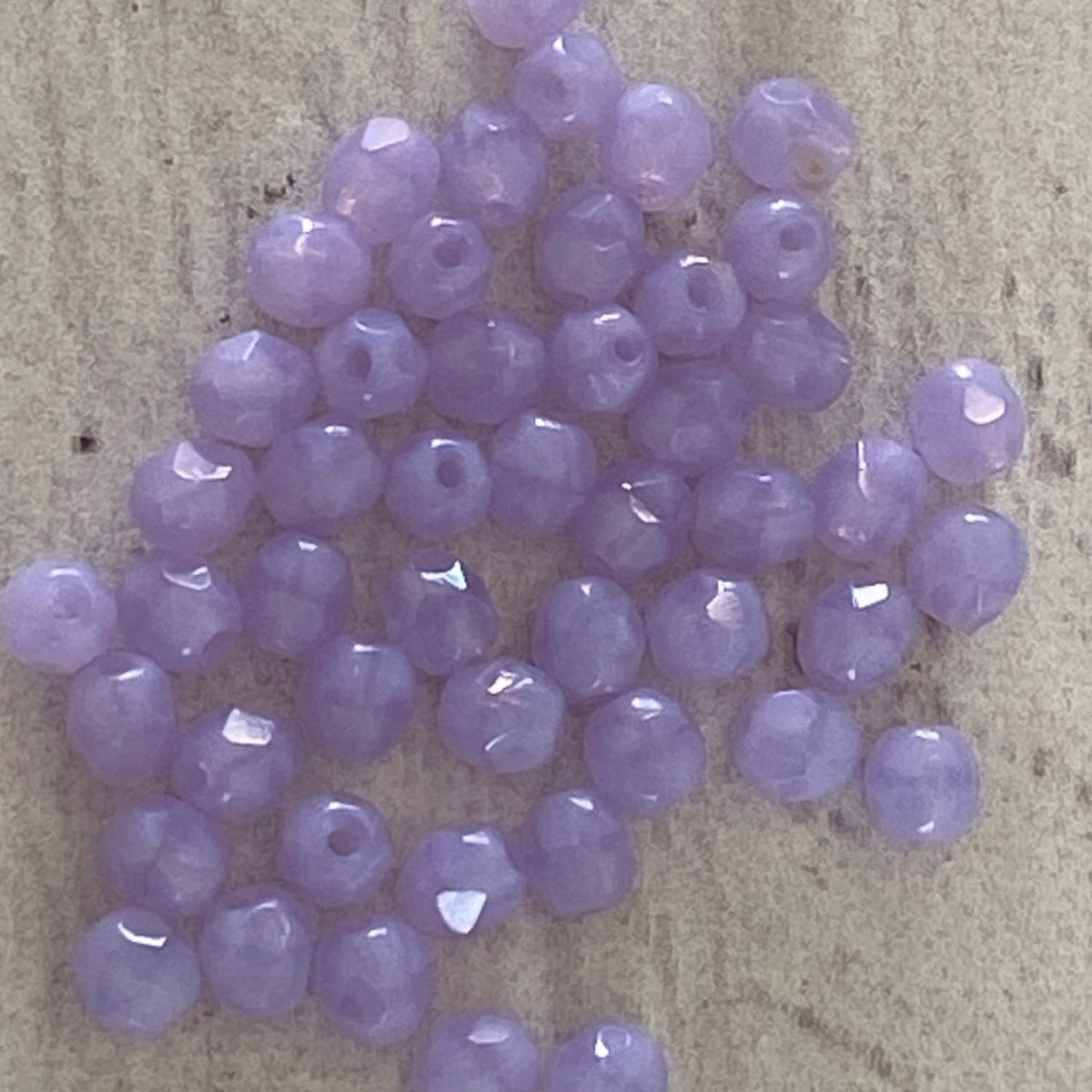 Czech Glass Fire Polish 4mm Lilac Alabaster Opal 50 pcs