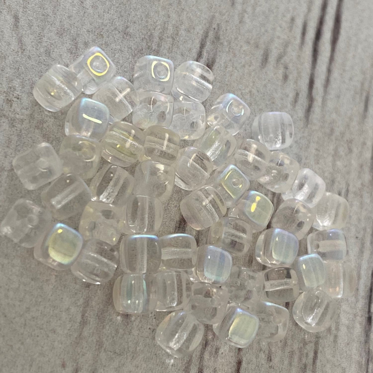 Czech Glass 4mm Cube Crystal 50pcs