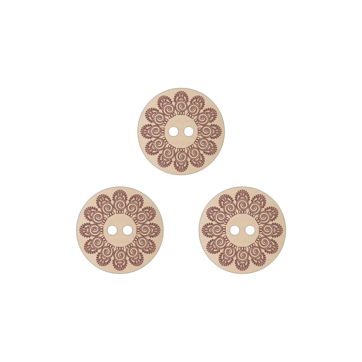 Jewel Loom Designer Series Baltic Birch Wood Boho Buttons 3 piece Collection