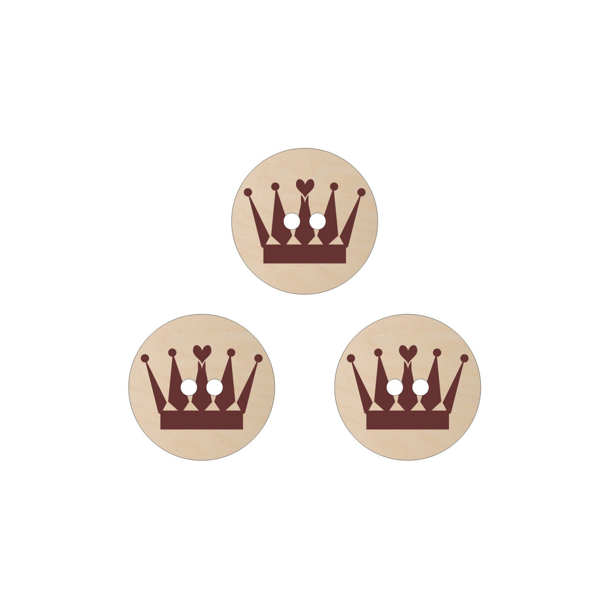 Jewel Loom Designer Series Baltic Birch Wood Crown Buttons 3 piece Collection