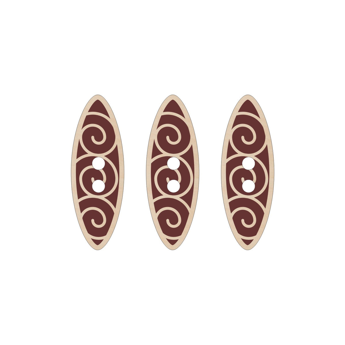 Jewel Loom Designer Series Baltic Birch Wood Oval Swirl Buttons 3 piece Collection