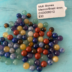 Multi Matte Stone Mexico/Brazil 4mm Bead Strand