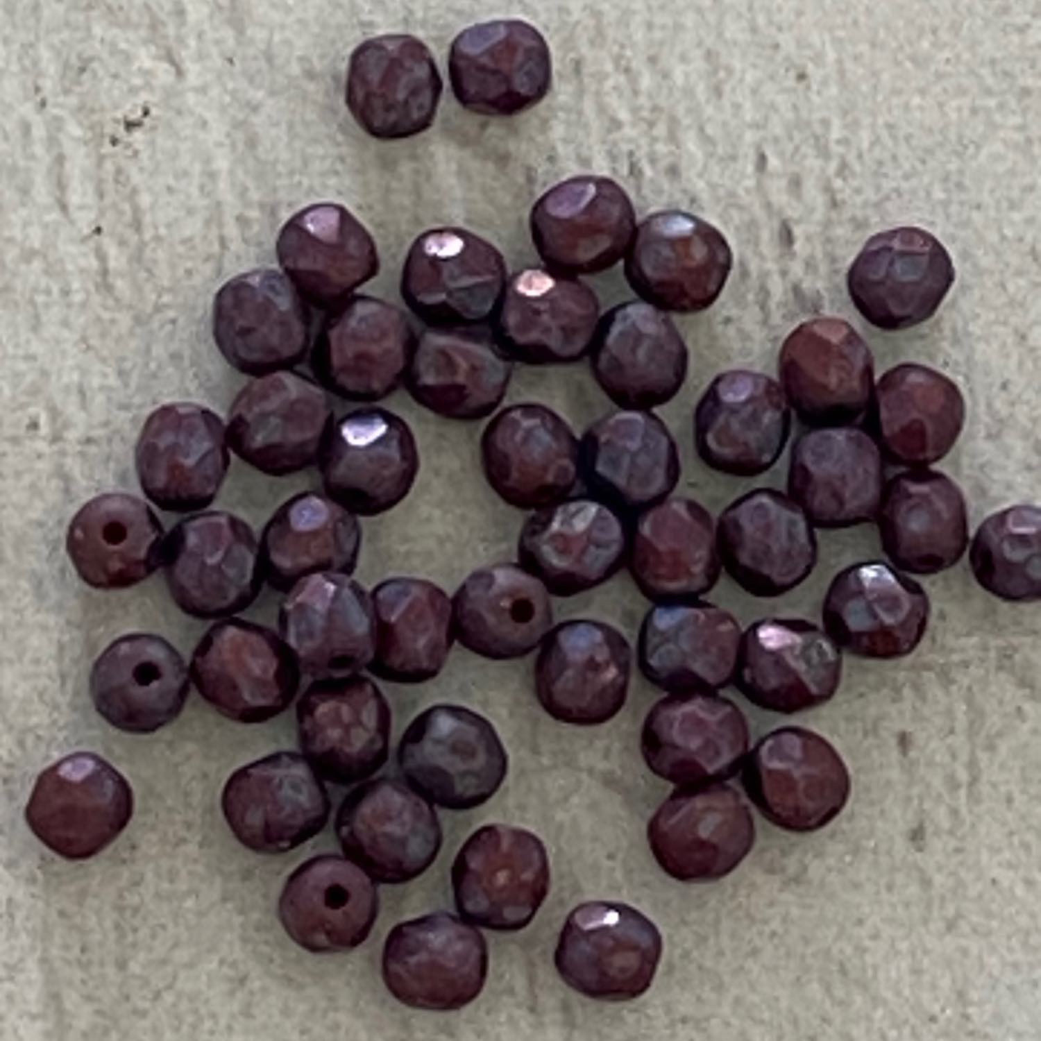 Czech Glass Fire Polish 4mm Matte Opaque Red 50 pcs