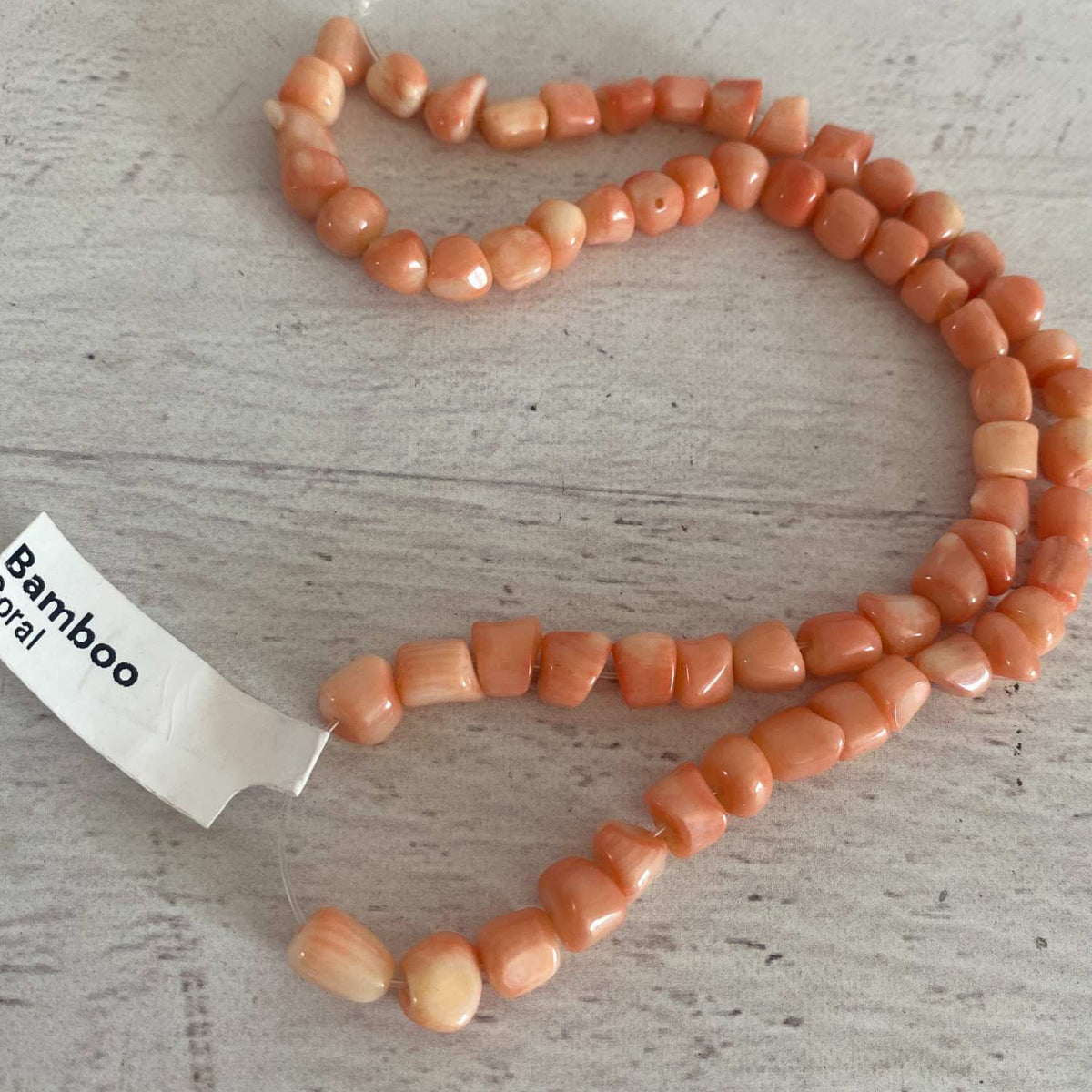 Bamboo Coral Lt Coral Small Nuggets Bead Strand