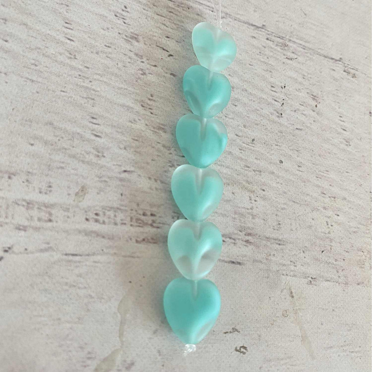 Czech Glass Heart Bead with Hole 6 Pieces