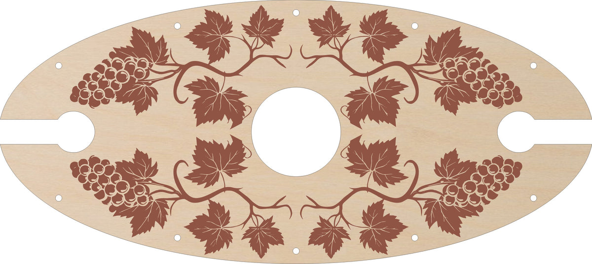 Sustainable Baltic Birch Designer Two Slide Stemware Wine Caddie Grapevine