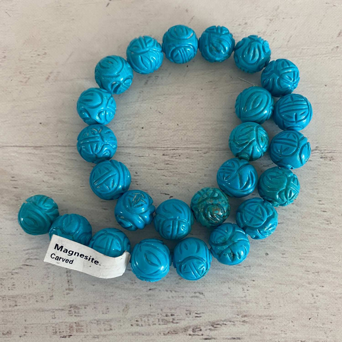 Magnesite Carved Semi Precious Strand 25 Beads