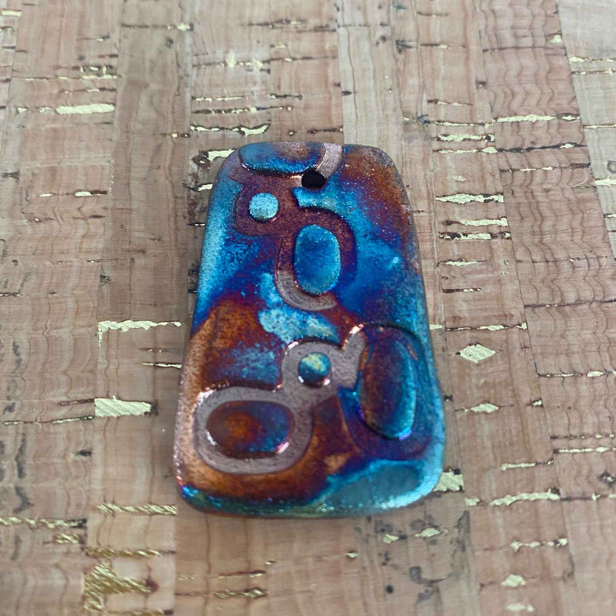 XAZ RAKU Fired Rectangle Pendant