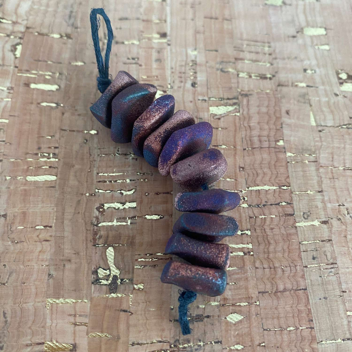 XAZ RAKU Fired Matte Square Bead Strand 10 pieces