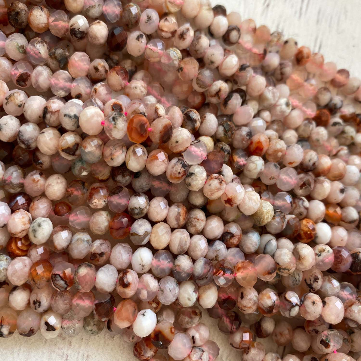 Sakura Agate Gemstone Faceted Round Approx 7mm