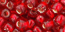 TOHO Seed Beads Round 3/0 Tube 2.5" Silver Lined Siam Ruby