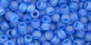 TOHO Seed Beads Round 6/0 Tube 2.5" Transparent Rainbow Frosted aquamarine