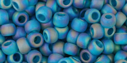 TOHO Seed Beads Round 6/0 Tube 2.5" : Transparent Rainbow Frosted Teal