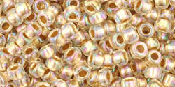 TOHO Seed Beads Round 8/0 Tube 2.5" Gold Lined Rainbow Crystal