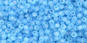 TOHO Seed Beads Round 11/0 Tube 2.5" Transparent Rainbow Frosted aquamarine