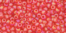 TOHO Round 11/0 Tube 2.5" Transparent Rainbow Frosted Lt Siam Ruby