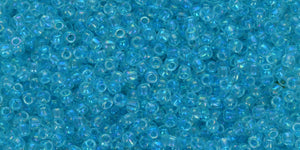 TOHO Seed Beads Round 11/0 Tube 2.5" Transparent Rainbow Aqua Frost