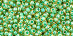 TOHO Seed Beads Round 11/0 Tube 2.5" Inside Color Rainbow Lt Jonquil/Mint Lined