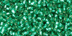 TOHO Seed Beads Round 11/0 Tube 2.5" Silver Lined Dk Peridot