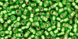 TOHO Seed Beads Round 11/0 Tube 2.5" Silver Lined Frosted Peridot