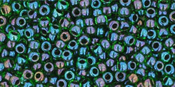 TOHO Seed Beads Round 11/0 Tube 2.5" Inside Color Rainbow Green Purple Lined