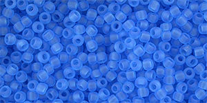 TOHO Seed Bead Round 11/0 Tube 2.5" : Transparent Frosted Dk Aquamarine