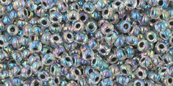 TOHO Seed Beads Round 11/0 Tube 2.5" Inside Color Rainbow Crystal Opaque Gray Lined