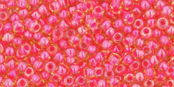 TOHO Round 11/0 Tube 2.5" : Luminous Lt Topaz Neon Pink