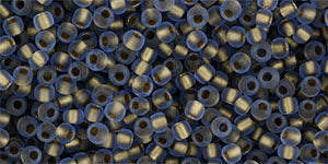 TOHO Seed Beads Round 11/0 Tube 2.5" Gold Lined Rainbow Frosted Lt Sapphire