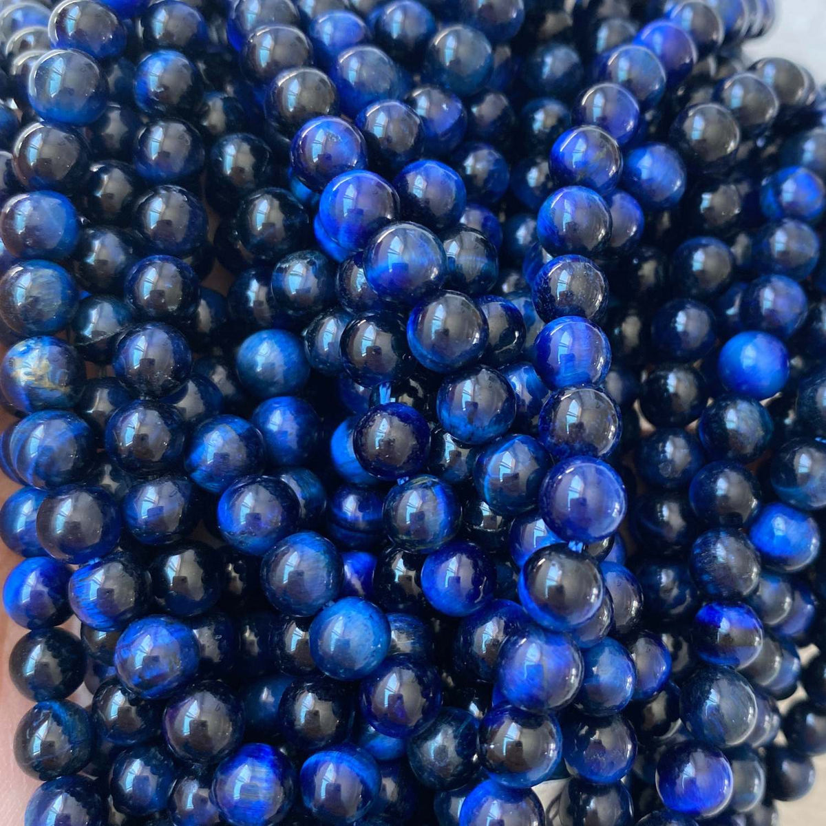 Tigers Eye Blue Black Gemstone Round Approx 6mm