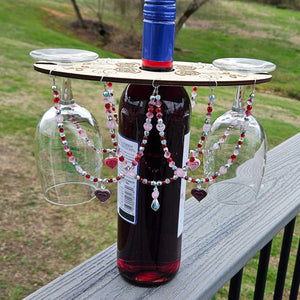 Sustainable Baltic Birch Designer Two Slide Stemware Wine Caddie Grapevine