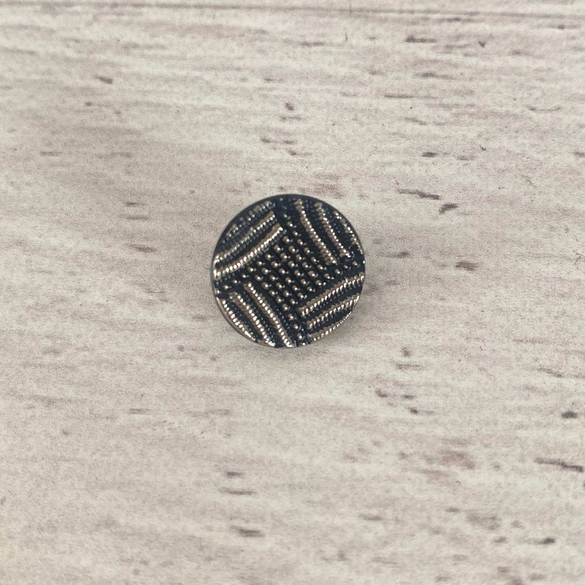 Czech Glass Vintage Button with Small Shank Black Silver