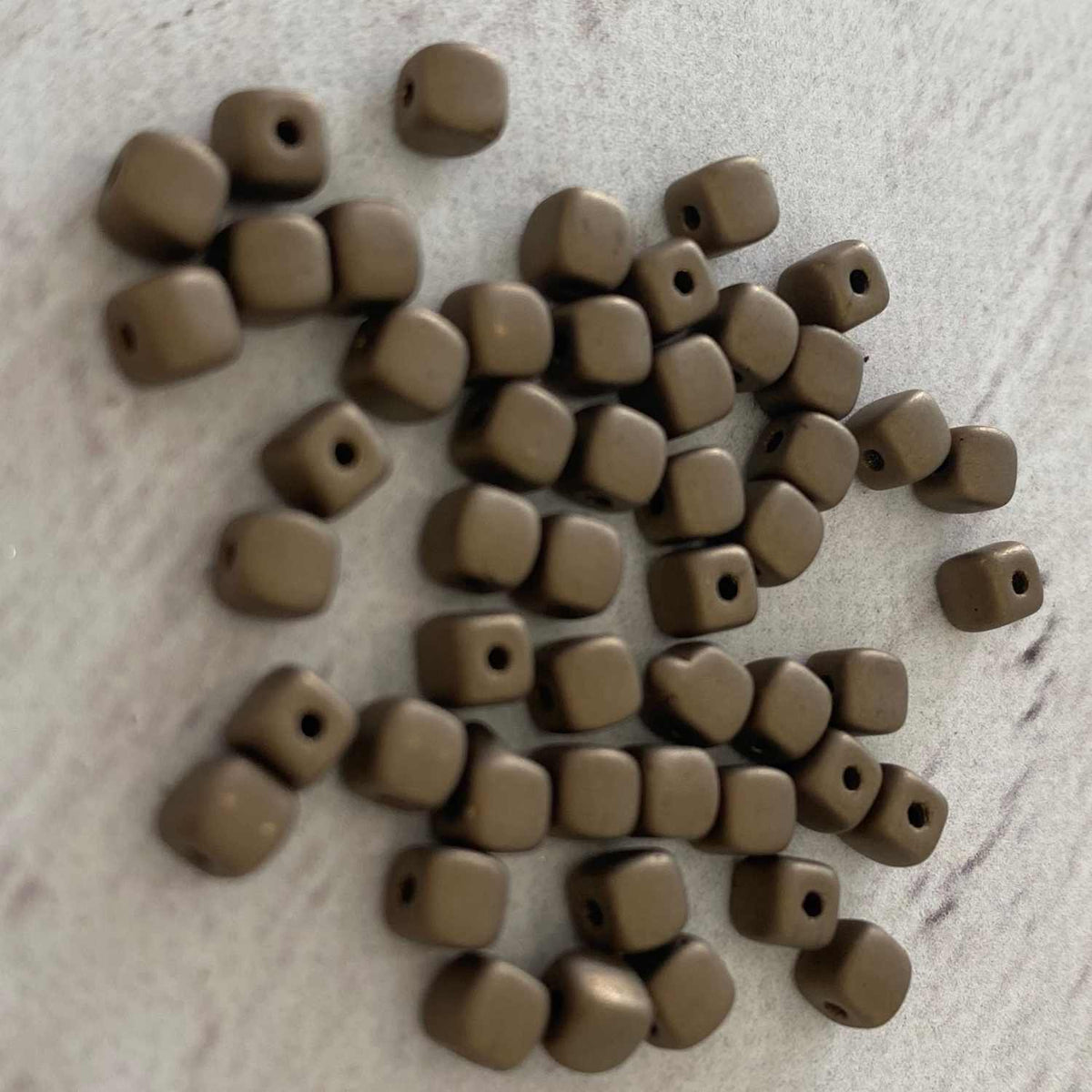Czech Glass 4mm Cube Matte Bronze 50pcs