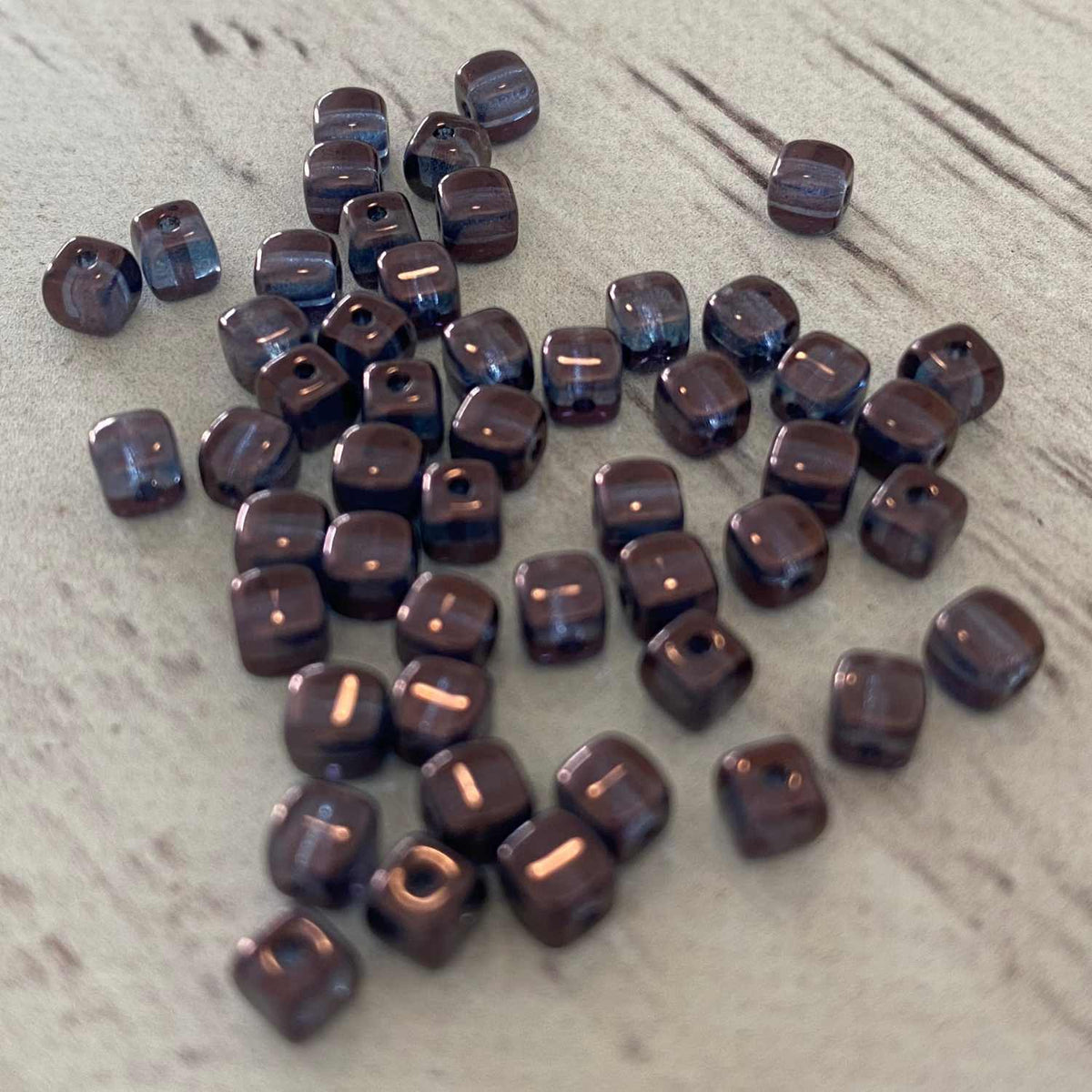 Czech Glass 4mm Cube Crystal Purple Luster 50pcs