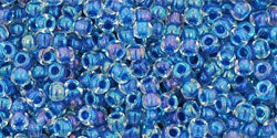 TOHO Seed Beads Round 11/0 Tube 2.5" Inside Color Luster Crystal Caribbean Blue Lined