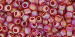 TOHO Round 8/0 Tube 2.5" Transparent Rainbow Frosted Ruby