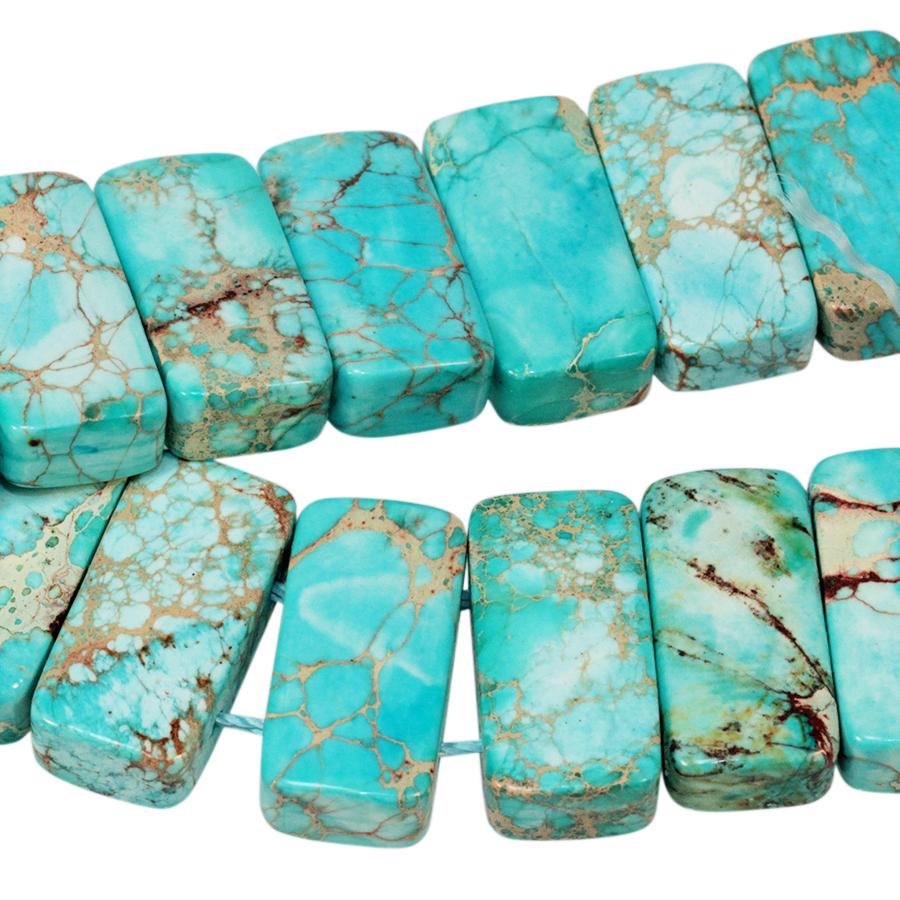 Aqua Dyed Jasper 5x10mm double drilled 8 inch strand 35 pieces