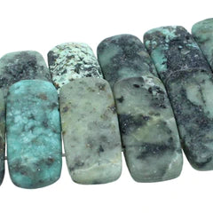 Matte African Turquoise 10x20mm double drilled 8 inch strand