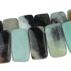 Black Gold Amazonite Matte 10x20mm double drilled 8 inch strand