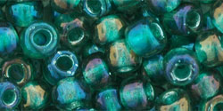 TOHO Seed Beads Round 3/0 Tube 2.5" Inside Color Crystal/Prairie Green-Lined