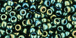 TOHO Round 8/0 Tube 2.5" Metallic Iris Green Brown