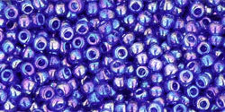 TOHO Round 11/0 Tube 2.5" : Transparent Rainbow Cobalt