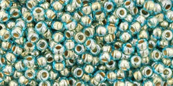 TOHO Seed Beads Round 11/0 Tube 2.5" Gold Lined Aqua