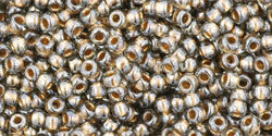 TOHO Seed Beads Round 11/0 Tube 2.5" Gold Lined Black Diamond