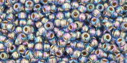 TOHO Seed Beads Round 11/0 Tube 2.5" Gold Lined Rainbow Lt Sapphire